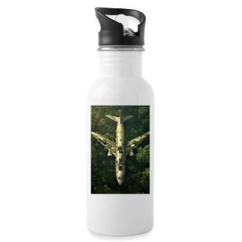 Abandoned Jungle Airplane Wreck - Water bottle with straw - white - Right
