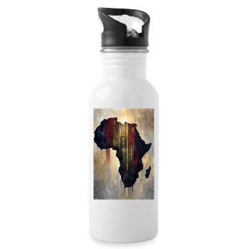 Afrika Karte Stamm Kunstdruck - Trinkflasche mit integriertem Trinkhalm - Weiß - Rechts
