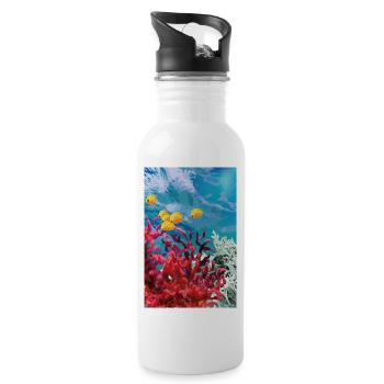 Vibrant Coral Reef Underwater World - Water bottle with straw - white - Right