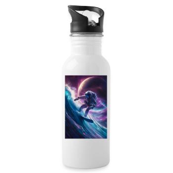 Galactic Surfing Astronaut - Water bottle with straw - white - Right