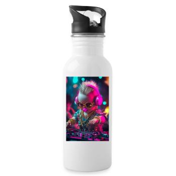 DJ Baby Droppin' Beats - Trinkflasche mit integriertem Trinkhalm - Weiß - Rechts