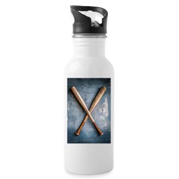 Classic Baseball Bats Crossed - Water bottle with straw - white - Right