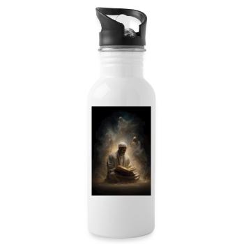 Göttliches Licht der Reflexion - Trinkflasche mit integriertem Trinkhalm - Weiß - Rechts