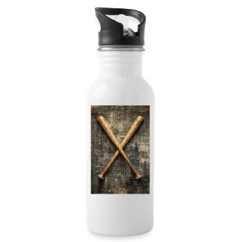 Aged Baseball Bats Crossed - Water bottle with straw - white - Right