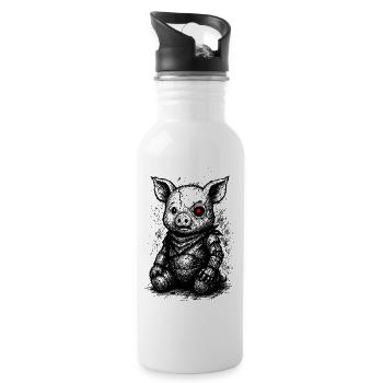 Cybernetic Piggy - Water bottle with straw - white - Right