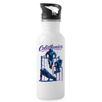 Calisthenics Astronaut Dips Push-ups Gift - Water bottle with straw - white - Right