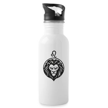 Zodiac sign Leo - Water bottle with straw - white - Right