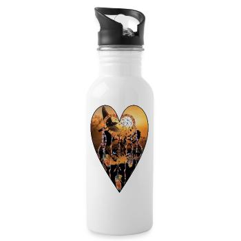 Wolf wild and free heart nature - Water bottle with straw - white - Right