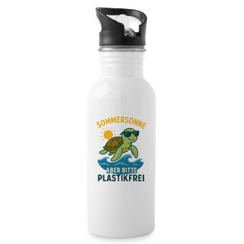 Sommersonne - aber bitte Plastikfrei - Trinkflasche mit integriertem Trinkhalm - Weiß - Rechts