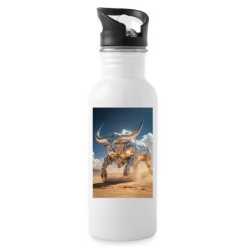 Chrome Bull Power Charge - Water bottle with straw - white - Right