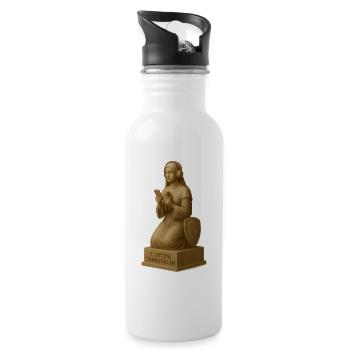Meditative Hörergeist Skulptur - Trinkflasche mit integriertem Trinkhalm - Weiß - Rechts
