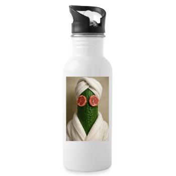 Cucumber Spa Day Gone Wrong - Water bottle with straw - white - Right