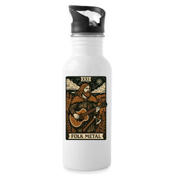 Folk Metal Tarotkarte – Nordic Axe & Acoustic Fury - Trinkflasche mit integriertem Trinkhalm - Weiß - Rechts