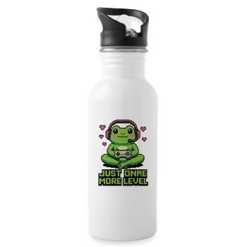 Pixel Frog : Juste un niveau de plus - Gourde avec paille intégrée - blanc - Droite