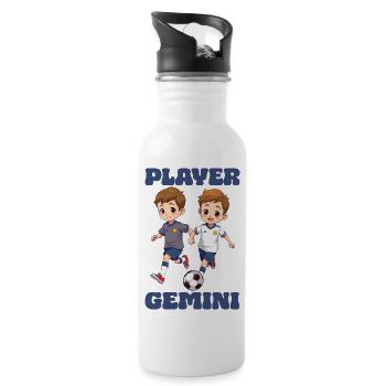 Fußball Sternzeichen Zwillinge Player Gemini Ball - Trinkflasche mit integriertem Trinkhalm - Weiß - Rechts