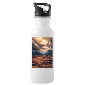 Epischer Sonnenuntergang über dem Highland Valley - Trinkflasche mit integriertem Trinkhalm - Weiß - Rechts