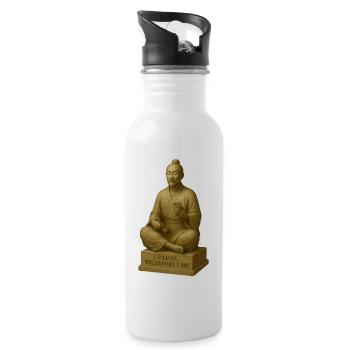 Meditativer Mönch mit Smartphone - Trinkflasche mit integriertem Trinkhalm - Weiß - Rechts