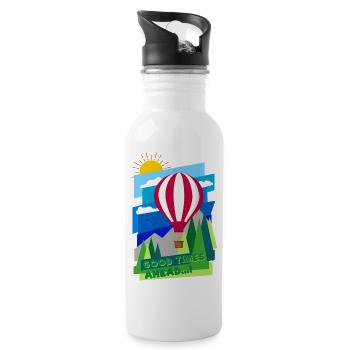 Good Times (balloon, landscape) - Water bottle with straw - white - Right