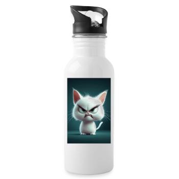 Furiously Fluffy Feline - Water bottle with straw - white - Right