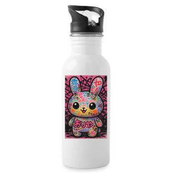 Graffiti Kawaii Bunny Pop - Trinkflasche mit integriertem Trinkhalm - Weiß - Rechts