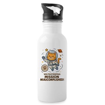Cat World Cat Day Cat Astronaut Espace - Gourde avec paille intégrée - blanc - Droite