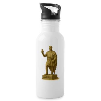 Antiker Philosophieroboter mit Smartphone - Trinkflasche mit integriertem Trinkhalm - Weiß - Rechts