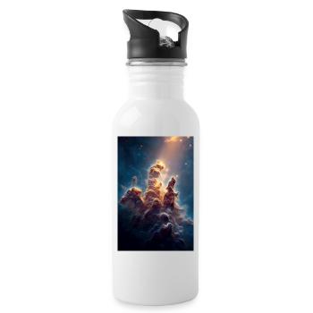 Heavenly Light Over Nebula Peaks - Water bottle with straw - white - Right