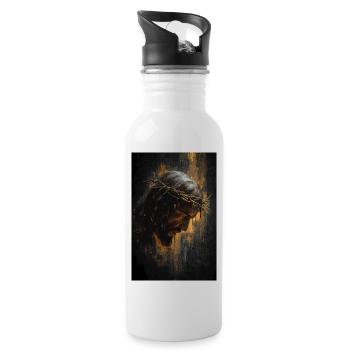 Man of Sorrows – Crowned in Thorns - Water bottle with straw - white - Right