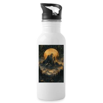Himmlische Berg-Traumlandschaft - Trinkflasche mit integriertem Trinkhalm - Weiß - Rechts