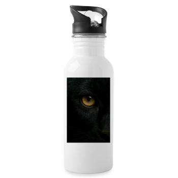Mystischer Schwarzer Panther Blick - Water bottle with straw - white - Right