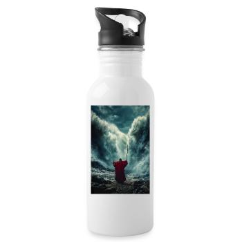 Das Meer mit Macht teilen - Trinkflasche mit integriertem Trinkhalm - Weiß - Rechts
