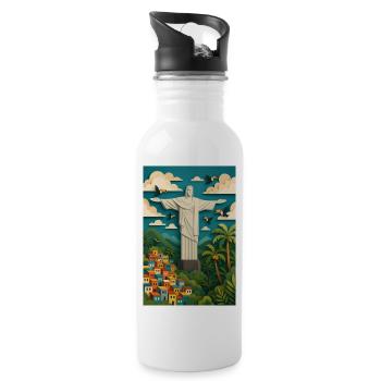 Christ the Redeemer Statue in Tropical Setting/Rio - Water bottle with straw - white - Right