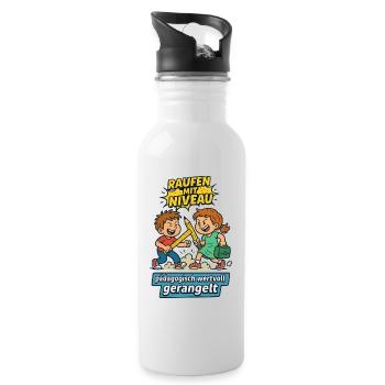 Raufen mit Niveau - Trinkflasche mit integriertem Trinkhalm - Weiß - Rechts