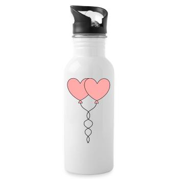 rosarotes Herz Herz rosa rot Geschenk Valentinstag - Trinkflasche mit integriertem Trinkhalm - Weiß - Rechts