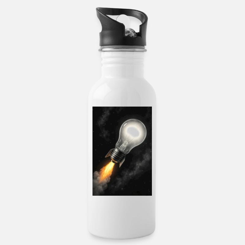 Raketengetriebene Bright Idea - Trinkflasche mit integriertem Trinkhalm - Weiß