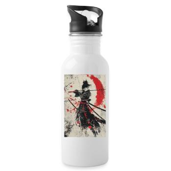 Samurai-Geist in Rot und Schwarz - Trinkflasche mit integriertem Trinkhalm - Weiß - Rechts