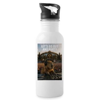 Capybara DJ Party - Trinkflasche mit integriertem Trinkhalm - Weiß - Rechts