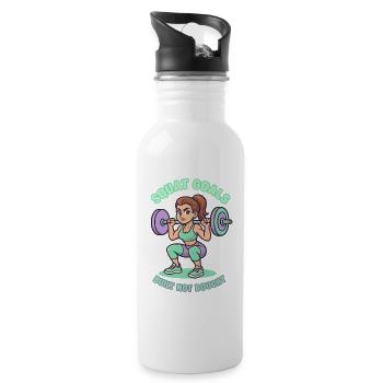 Squat Goals Gym Girl Power Fitness Workout - Water bottle with straw - white - Right