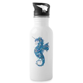 Mystisches Seepferd-Einhorn – kunstvoll & magisch - Trinkflasche mit integriertem Trinkhalm - Weiß - Rechts