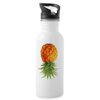 Ananas steht Kopf - Trinkflasche mit integriertem Trinkhalm - Weiß - Rechts