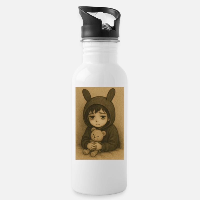 "Riku" - Trinkflasche mit integriertem Trinkhalm - Weiß