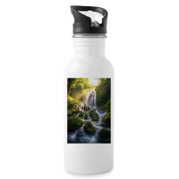 Cascade de la jungle mystique - Gourde avec paille intégrée - blanc - Droite