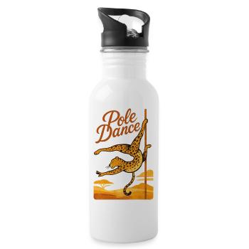 Pole Dance Leopardin Poledancerin Geschenk - Trinkflasche mit integriertem Trinkhalm - Weiß - Rechts