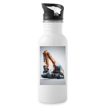 Leistungsstarke Baggermaschine - Trinkflasche mit integriertem Trinkhalm - Weiß - Rechts