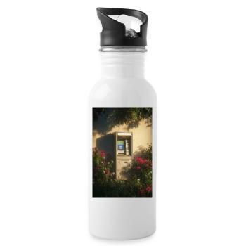 Lonely ATM in Bloom - Water bottle with straw - white - Right