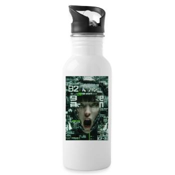 Cyberpunk Digitaler Schrei - Trinkflasche mit integriertem Trinkhalm - Weiß - Rechts