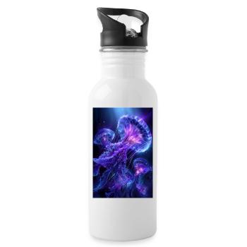 Neon Glow Jellyfish - Water bottle with straw - white - Right