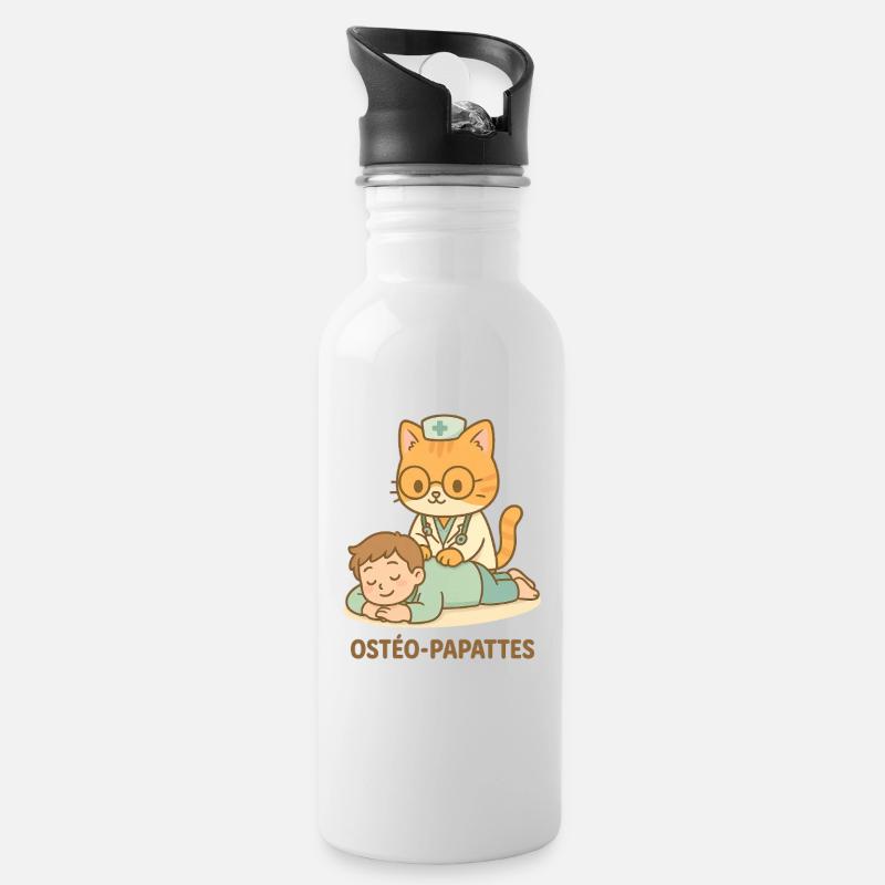 Ostéo-Papattes - Gourde avec paille intégrée - blanc