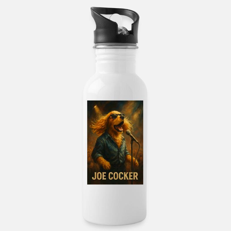Joe Cocker - Trinkflasche mit integriertem Trinkhalm - Weiß