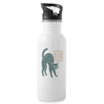 Humorvolle Katzenskizze mit frechem Zitat - Trinkflasche mit integriertem Trinkhalm - Weiß - Rechts